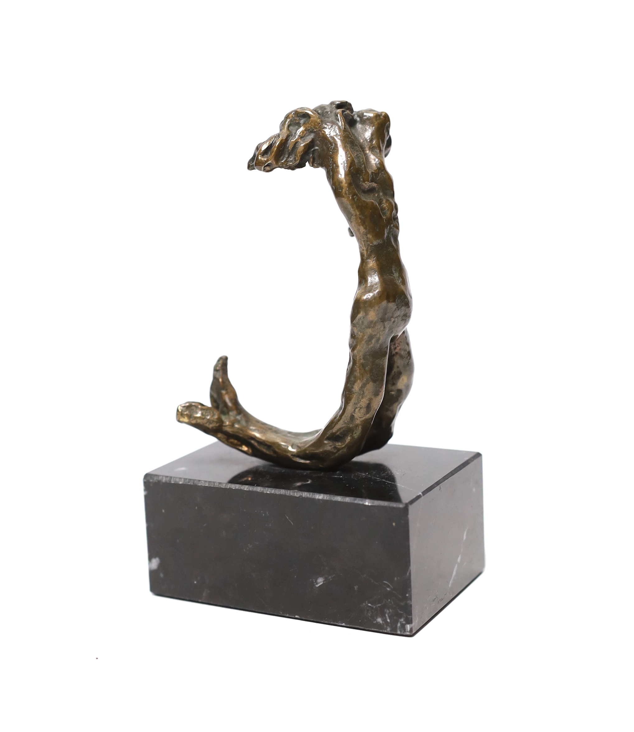 After Dali, a small bronze figure on marble base, 15cm